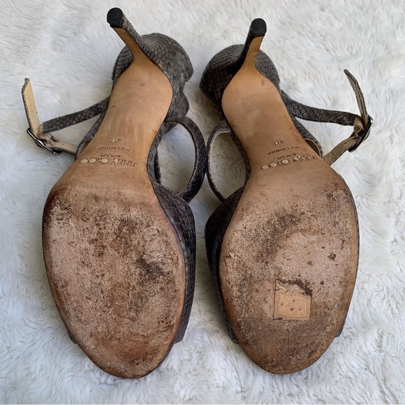 Jimmy Choo Women's Virtue Shimmer Snake Print Heels Size 40 - Picture 14 of 16